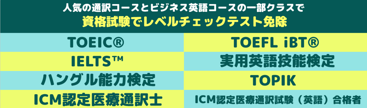 ”資格試験でレベルチェックテスト免除”入学特典スタート